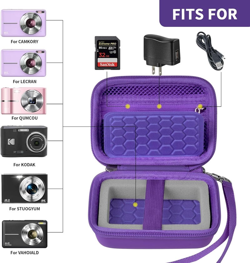 Comecase Carrying & Protective Case for Digital Camera, AbergBest 21 Mega Pixels 2.7" LCD Rechargeable HD/Kodak Pixpro/Canon PowerShot ELPH 180/190 / Sony DSCW800 / DSCW830 Cameras for Travel - Dark Purple - Image 2